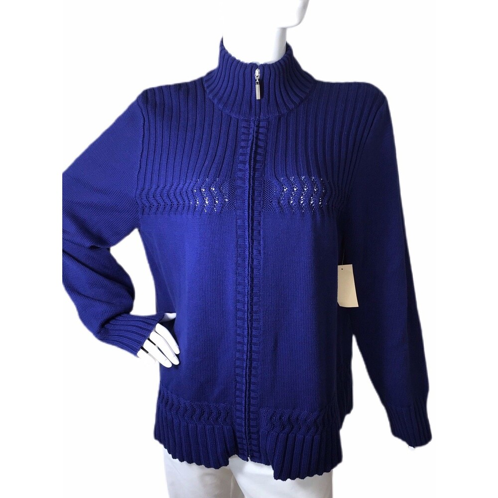 Coldwater Creek 2X 20W-22W ❤NEW❤ Rich Blue Zippered Women’s Sweater Cardigan